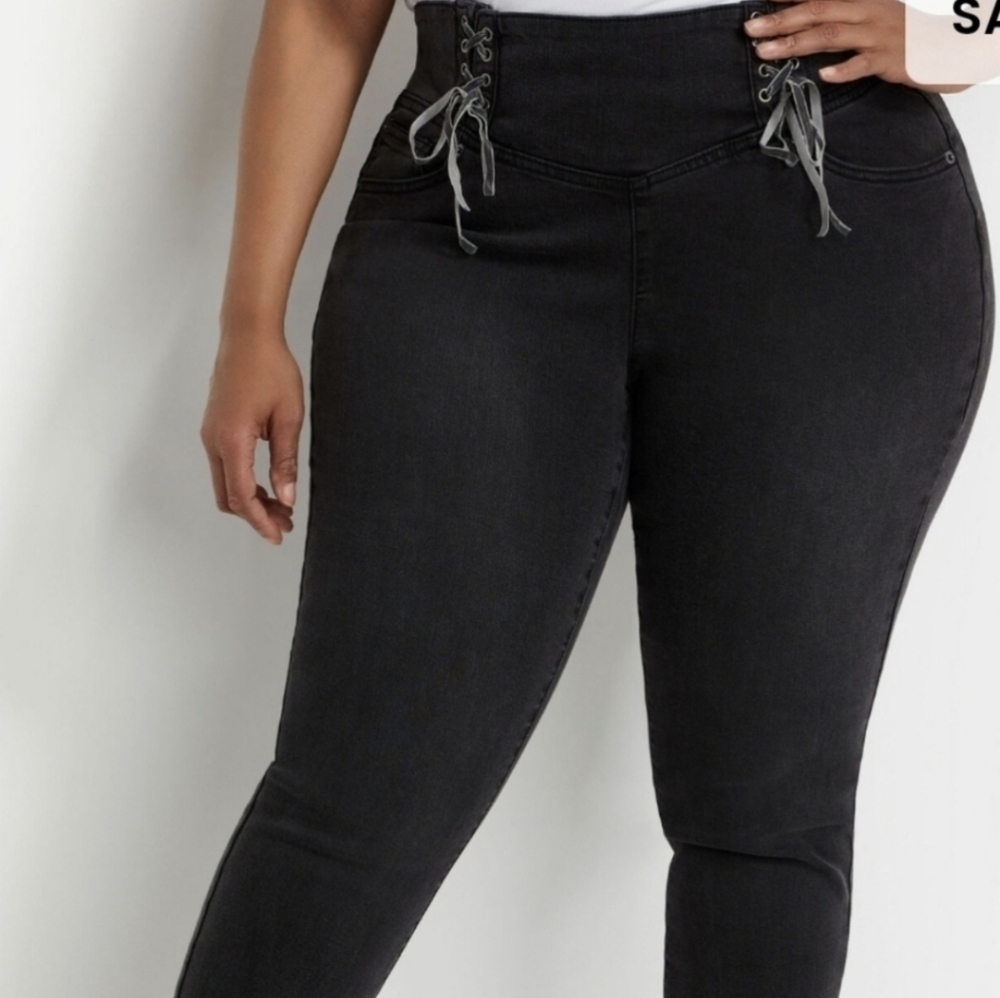 Lace Up High Waist Bum Lift Skinny